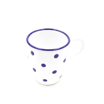 Kerámia tejeskávés bögre fehér-kék pöttyös 3 dl