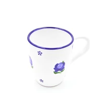 Kerámia tejeskávés bögre fehér-kék virágos 3 dl