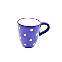 Kerámia tejeskávés bögre kék-fehér pöttyös 3 dl