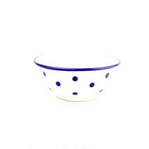 Kerámia müzlis tál fehér- sötétkék pöttyös