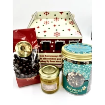 Adventi örömök - narancshéj drazsé, adventi teakeverék, zselici hársméz ajándékcsomag