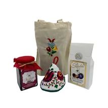 Mámoros hangulat válogatás - pálinkával töltött bonbon, borlekvár, fedőfogó, kalocsai hímzett táska ajándékcsomag