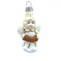 Üveg karácsonyfadísz retro angyalka forma Üveg karácsonyfadísz retro angyalka forma