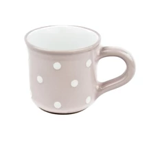 Kerámia reggeliző bögre rózsaszín-fehér pöttyös