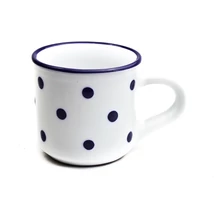 Kerámia reggeliző bögre 2 dl fehér-sötétkék pöttyös