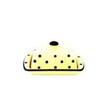 Kerámia vajtartó krém-csokibarna pöttyös