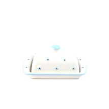 Kerámia vajtartó fehér-világoskék nefelejcs