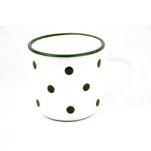 Kerámia reggeliző bögre 2 dl fehér-zöld pöttyös