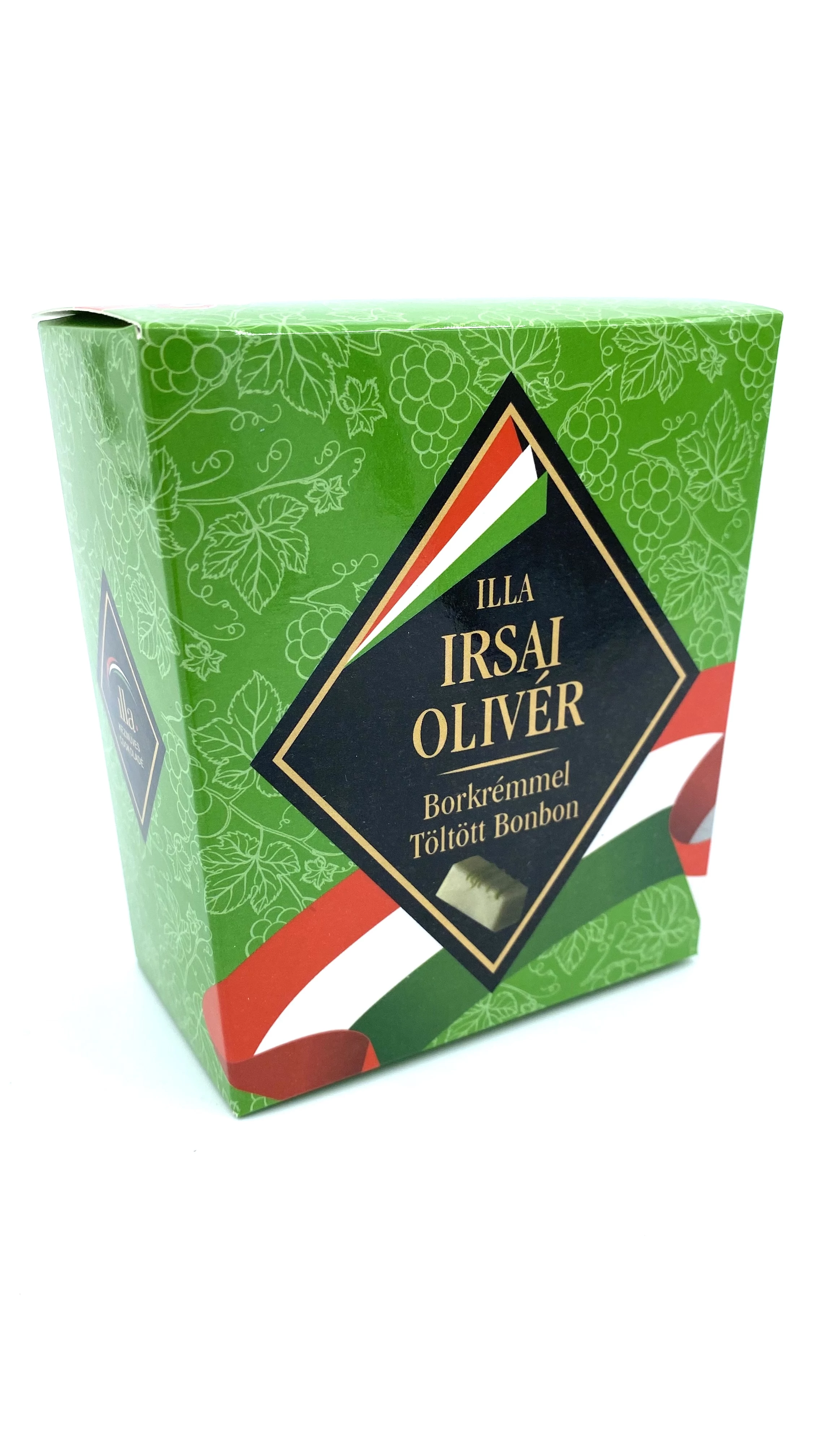 Irsai Olivér borkrémmel töltött bonbon lime zselével, belga fehér csokoládéval